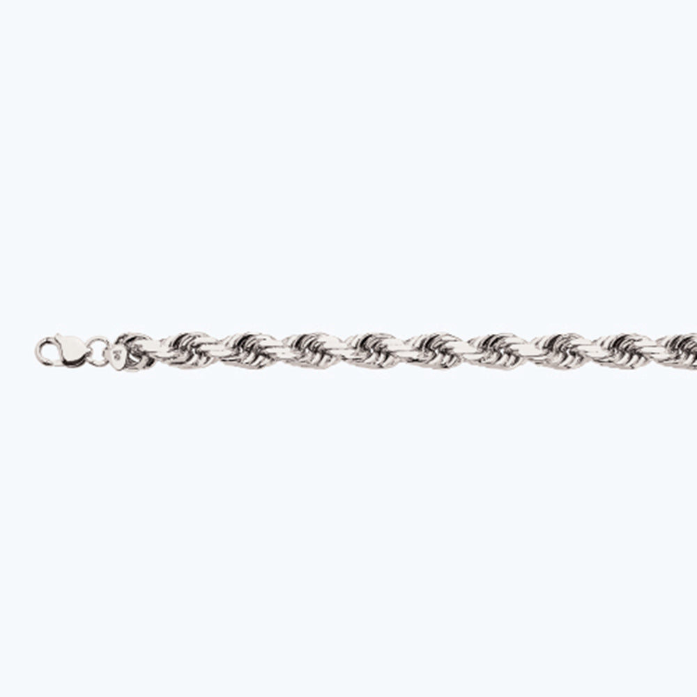 14K 12MM WHITE GOLD SOLID DC ROPE 9" CHAIN BRACELET (AVAILABLE IN LENGTHS 7" - 30")
