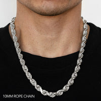 10K 10MM WHITE GOLD SOLID DC ROPE 26" CHAIN NECKLACE (AVAILABLE IN LENGTHS 7" - 30")