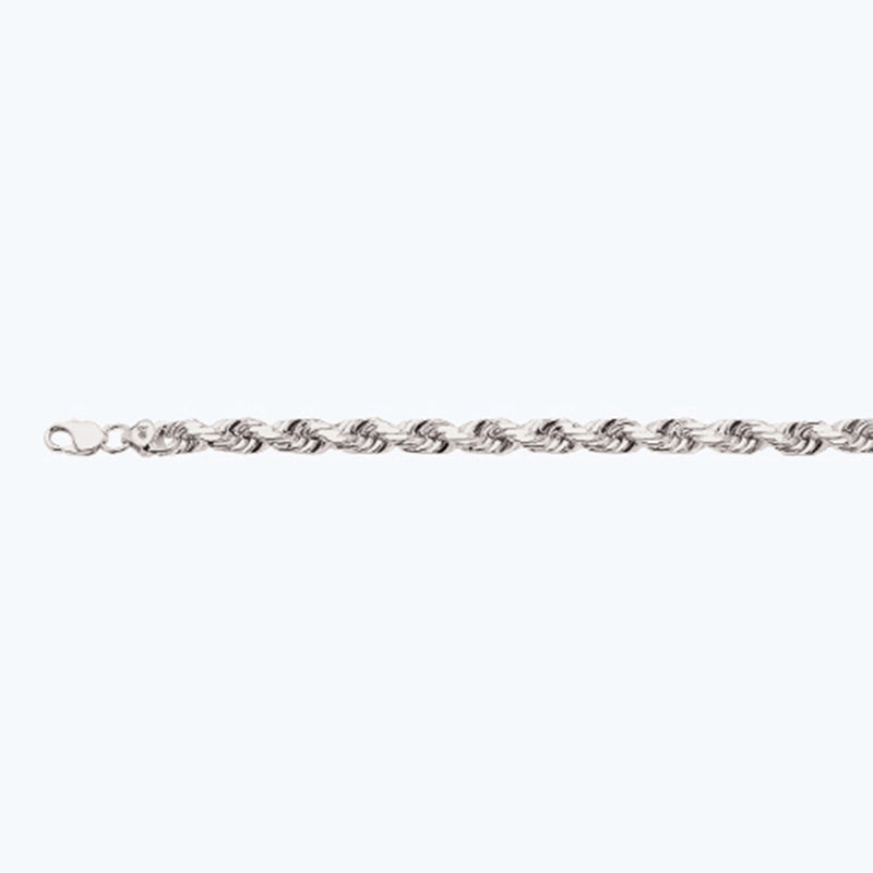 10K 10MM WHITE GOLD SOLID DC ROPE 7" CHAIN BRACELET (AVAILABLE IN LENGTHS 7" - 30")