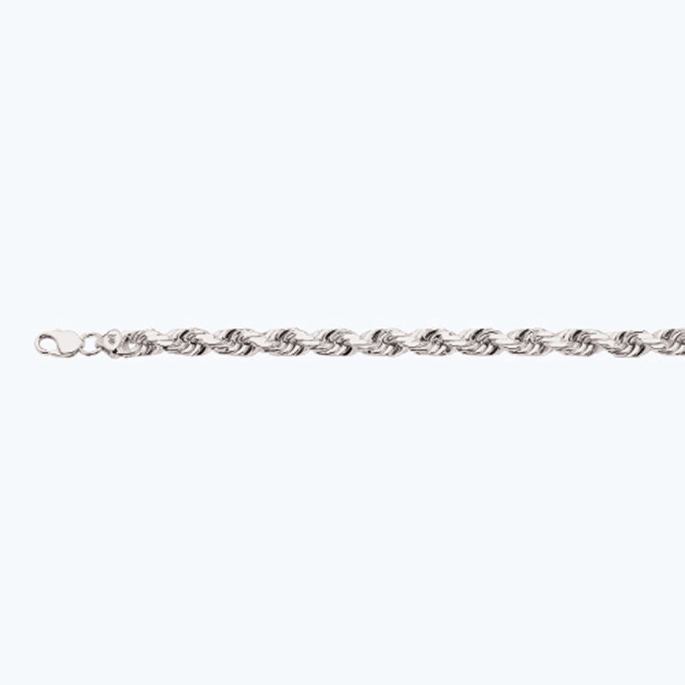 14K 10MM WHITE GOLD SOLID DC ROPE 24" CHAIN NECKLACE (AVAILABLE IN LENGTHS 7" - 30")