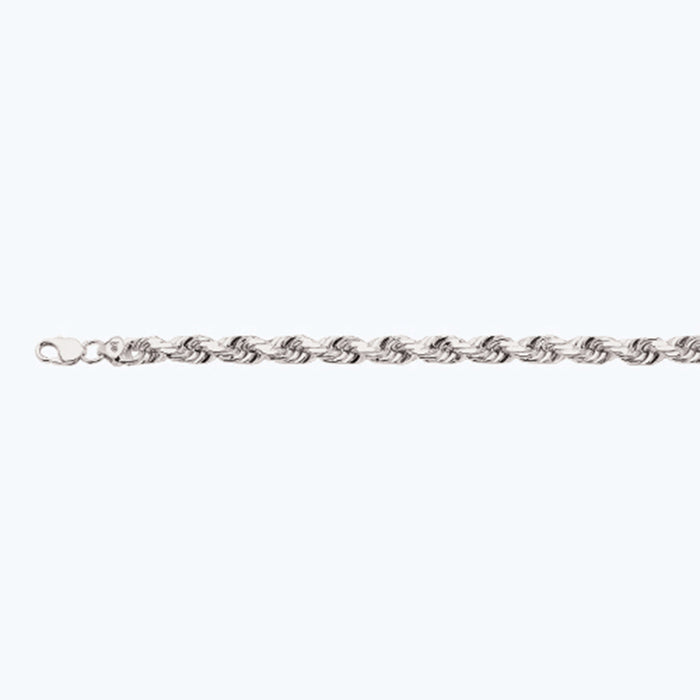 14K 10MM WHITE GOLD SOLID DC ROPE 9" CHAIN BRACELET (AVAILABLE IN LENGTHS 7" - 30")