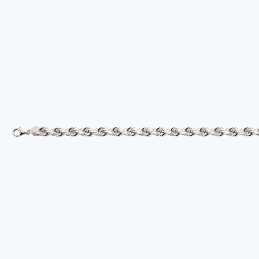 10K 8MM WHITE GOLD SOLID DC ROPE 7.5" CHAIN BRACELET (AVAILABLE IN LENGTHS 7" - 30")