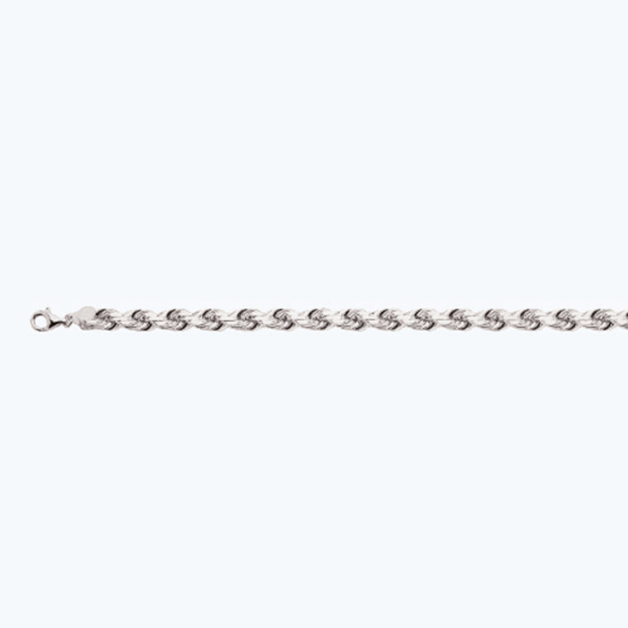 10K 8MM WHITE GOLD SOLID DC ROPE 7.5" CHAIN BRACELET (AVAILABLE IN LENGTHS 7" - 30")
