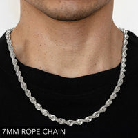 14K 7MM WHITE GOLD SOLID DC ROPE 22" CHAIN NECKLACE (AVAILABLE IN LENGTHS 7" - 30")