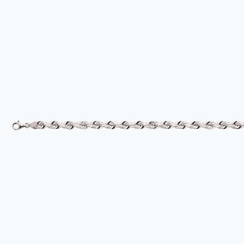 14K 7MM WHITE GOLD SOLID DC ROPE 22" CHAIN NECKLACE (AVAILABLE IN LENGTHS 7" - 30")