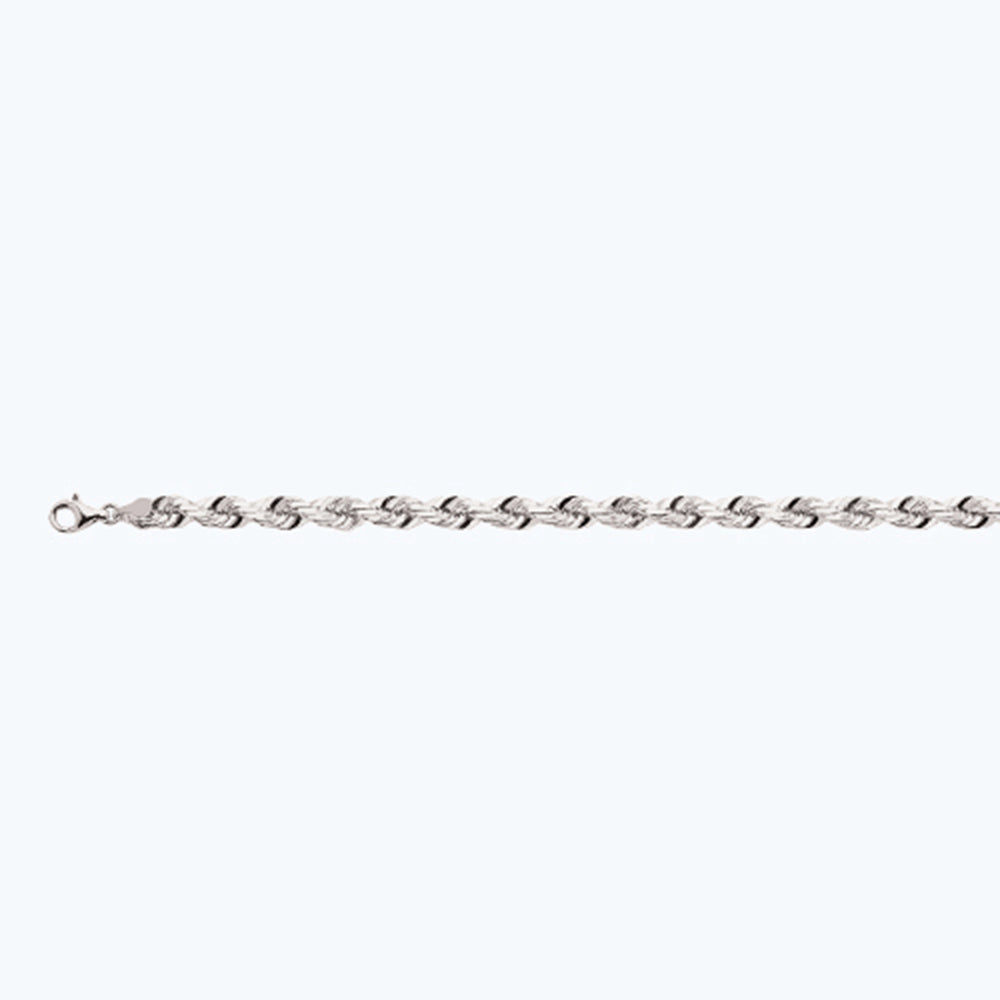 14K 7MM WHITE GOLD SOLID DC ROPE 26" CHAIN NECKLACE (AVAILABLE IN LENGTHS 7" - 30")
