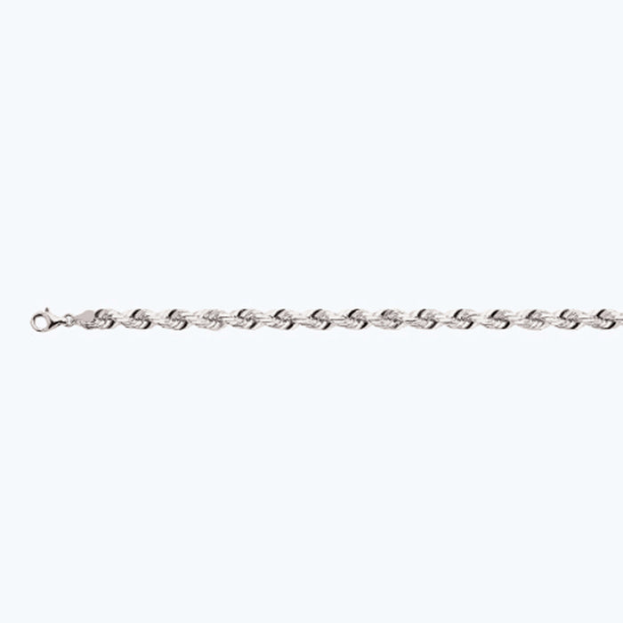 10K 7MM WHITE GOLD SOLID DC ROPE 7" CHAIN BRACELET (AVAILABLE IN LENGTHS 7" - 30")
