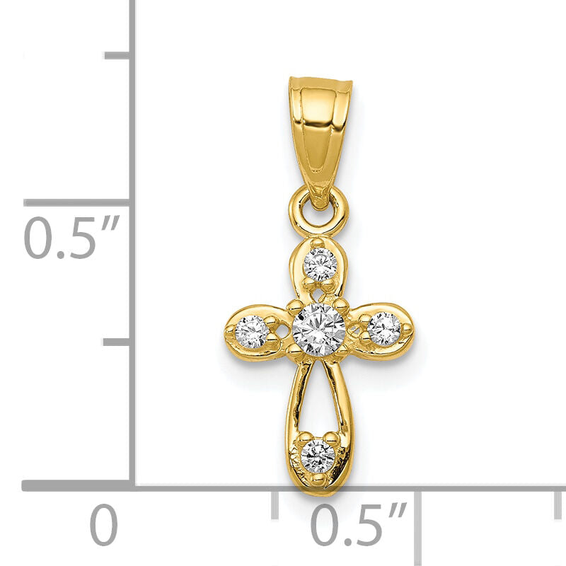 10k Small CZ Cross Pendant-10C1108
