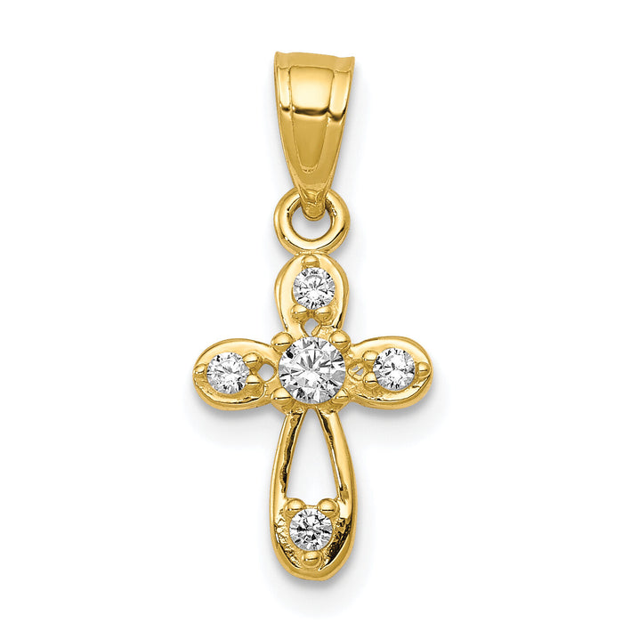 10k Small CZ Cross Pendant-10C1108