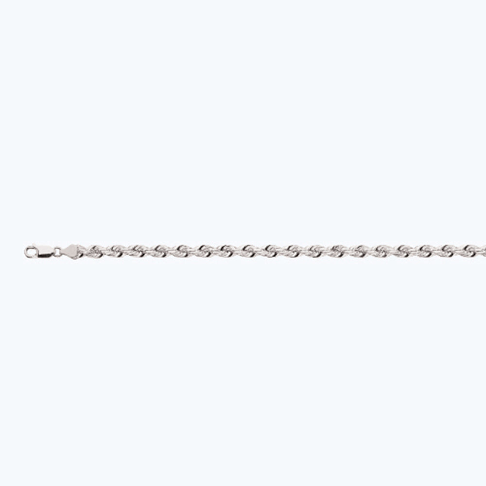 14K 6MM WHITE GOLD SOLID DC ROPE 26" CHAIN NECKLACE (AVAILABLE IN LENGTHS 7" - 30")