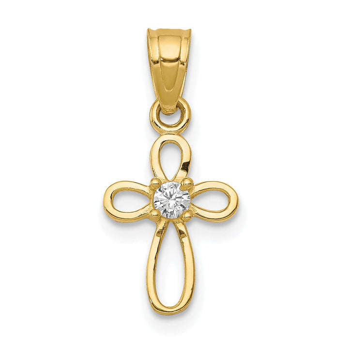 10k Small CZ Cross Pendant-10C1109