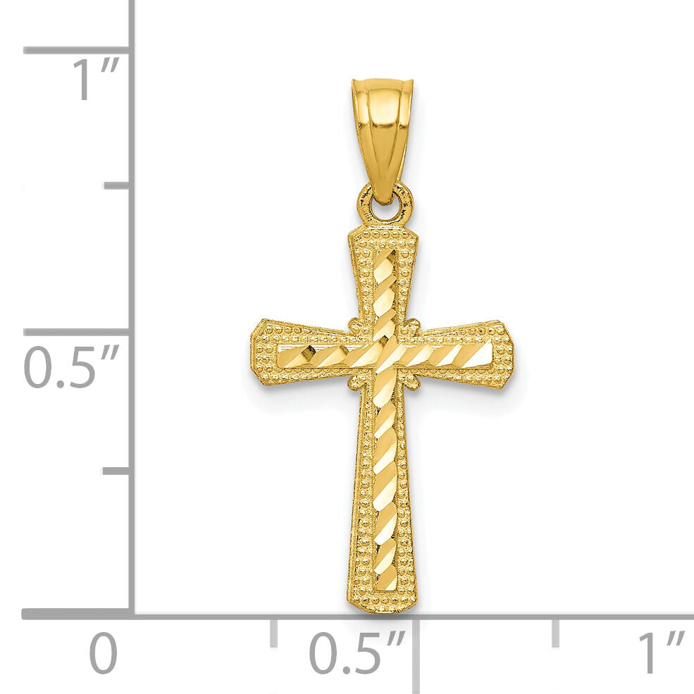 10k Diamond-Cut Cross Pendant-10C1115