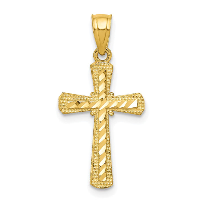 10k Diamond-Cut Cross Pendant-10C1115