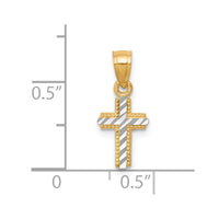 10K w/ Rhodium Tiny Diamond-Cut Cross Pendant-10C1119