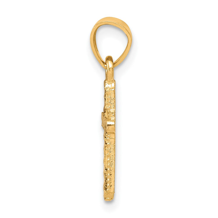 10K w/Rhodium Diamond-Cut Cross Pendant-10C1120