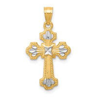 10K w/ Rhodium Diamond-Cut Cross Pendant-10C1122