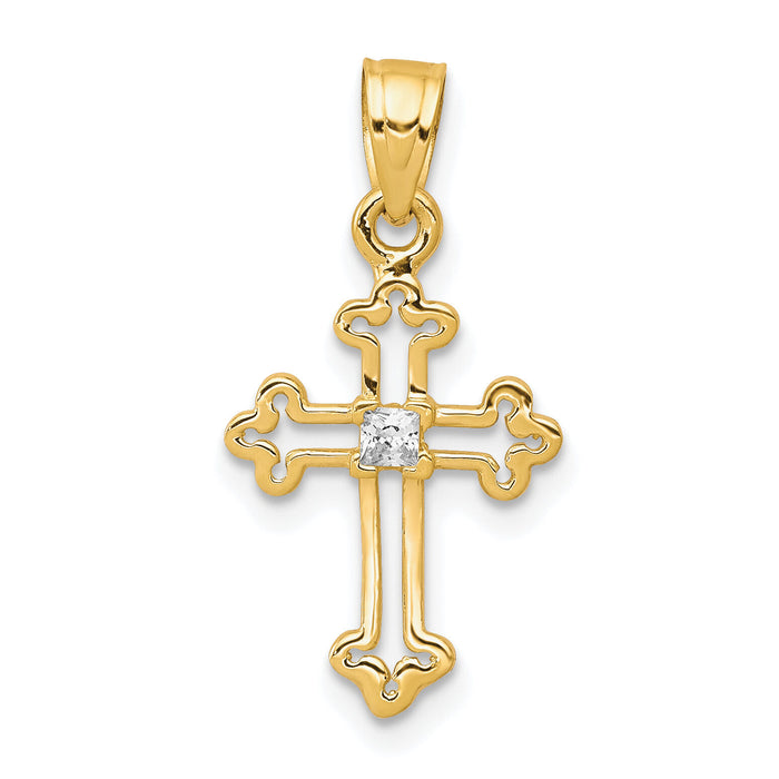 10k Small CZ Cross Pendant-10C1134