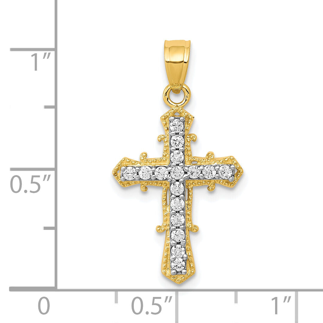 10k CZ Cross Pendant-10C1137