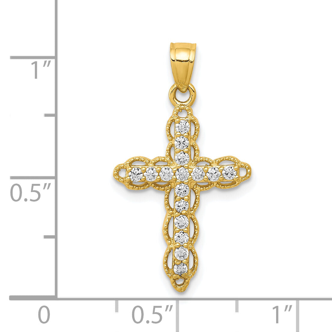 10k CZ Filigree Cross Pendant-10C1139