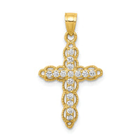 10k CZ Filigree Cross Pendant-10C1139