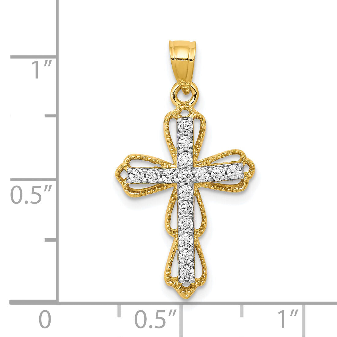 10k CZ Filigree Cross Pendant-10C1142