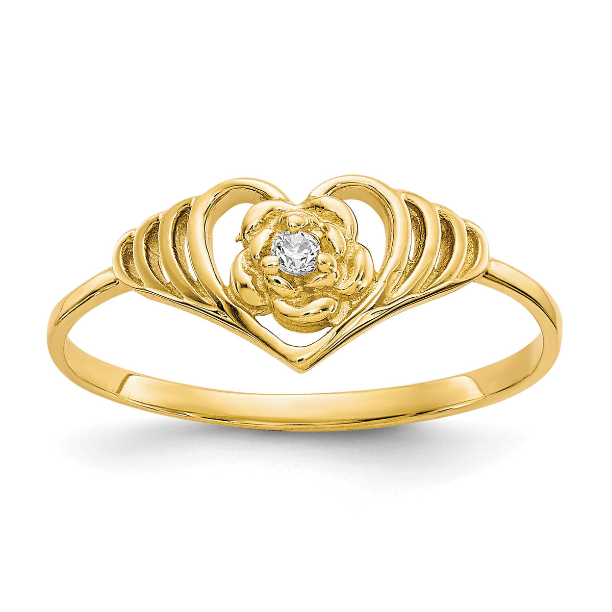 10k CZ Heart Ring-10C1181