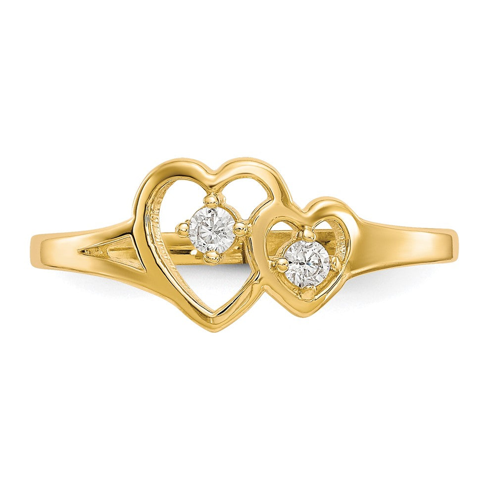 10k Double Heart CZ Ring-10C1184