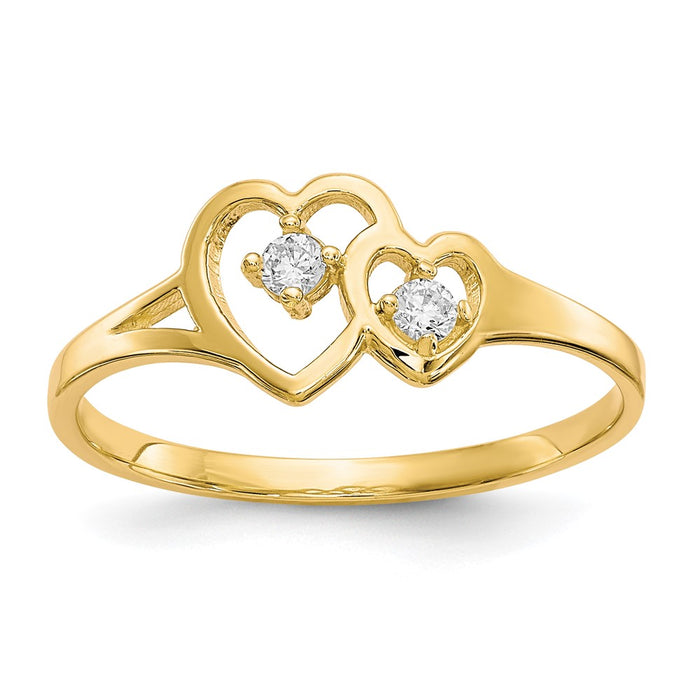 10k Double Heart CZ Ring-10C1184