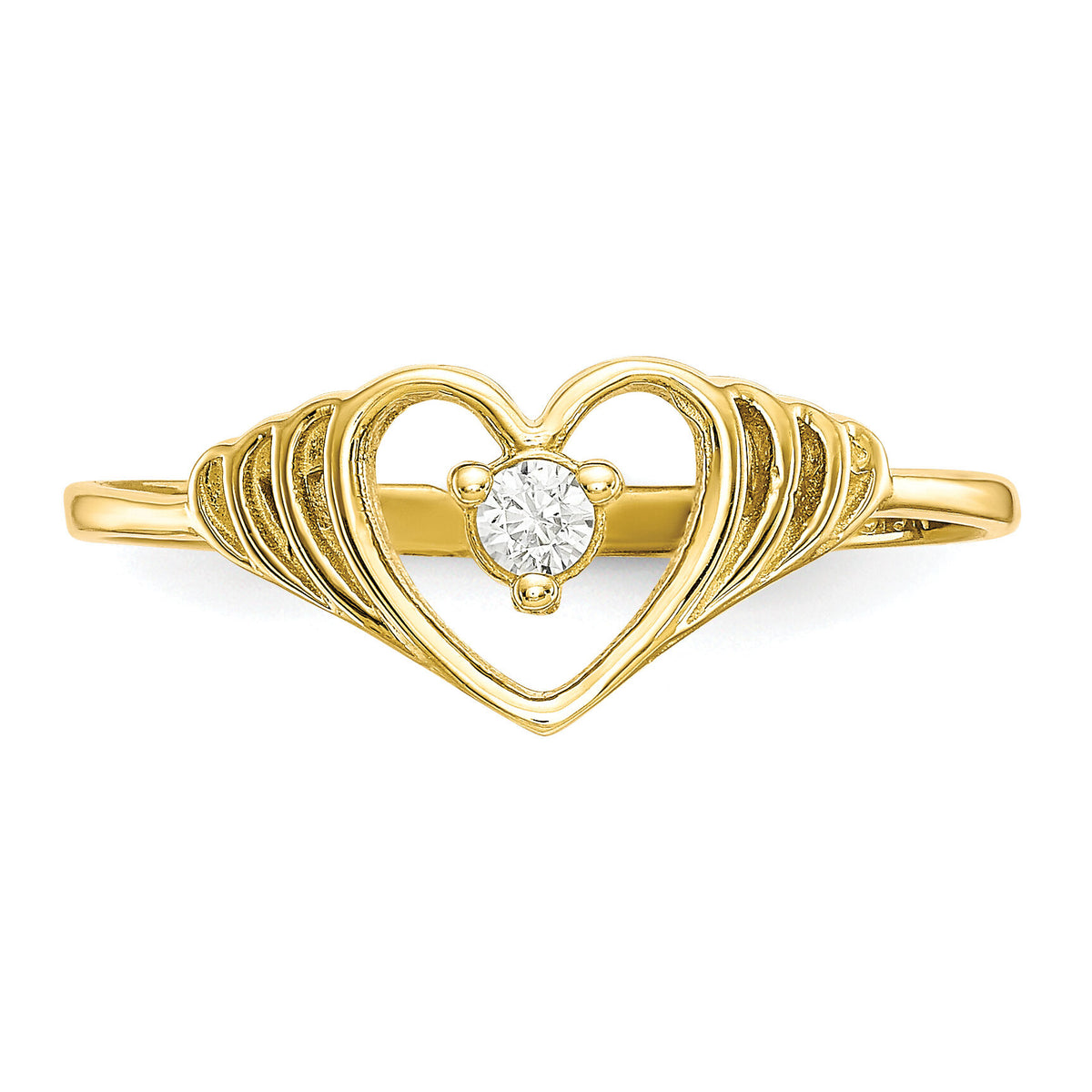 10k CZ Heart Ring-10C1188