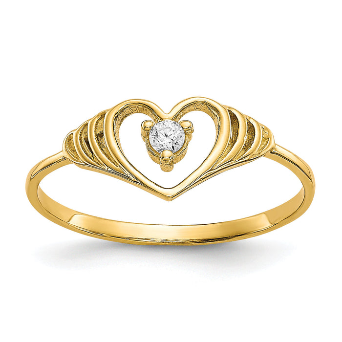 10k CZ Heart Ring-10C1188