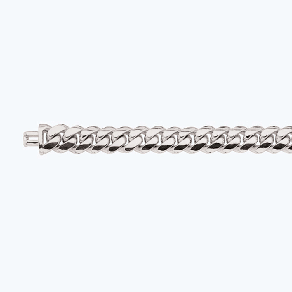 10K 13MM WHITE GOLD SOLID MIAMI CUBAN 8" CHAIN BRACELET (AVAILABLE IN LENGTHS 7" - 30")