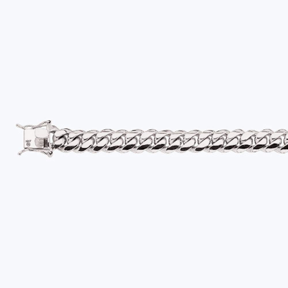 10K 12MM WHITE GOLD SOLID MIAMI CUBAN 8" CHAIN BRACELET (AVAILABLE IN LENGTHS 7" - 30")