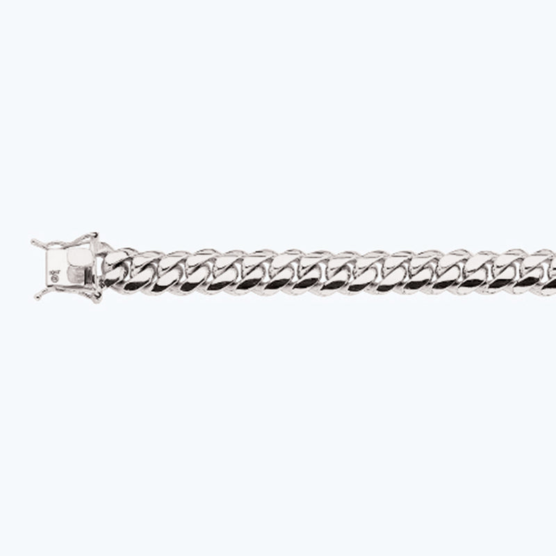 10K 12MM WHITE GOLD SOLID MIAMI CUBAN 7" CHAIN BRACELET (AVAILABLE IN LENGTHS 7" - 30")