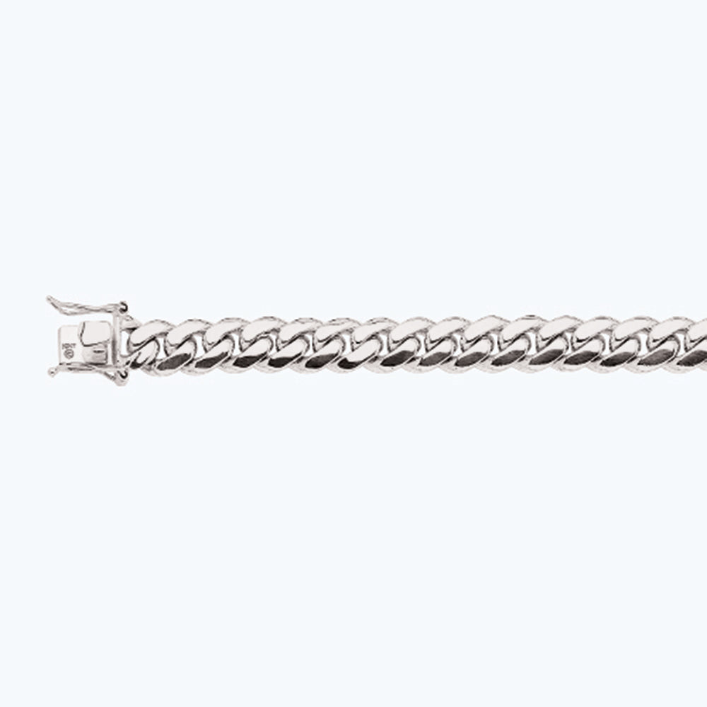 10K 11MM WHITE GOLD SOLID MIAMI CUBAN 20" CHAIN NECKLACE (AVAILABLE IN LENGTHS 7" - 30")