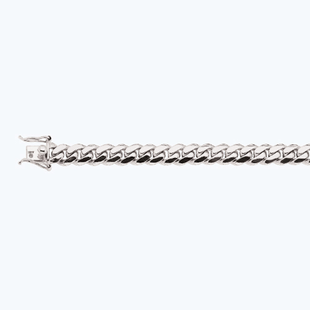 10K 10MM WHITE GOLD SOLID MIAMI CUBAN 7.5" CHAIN BRACELET (AVAILABLE IN LENGTHS 7" - 30")