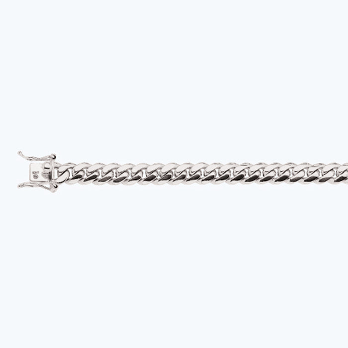 10K 9MM WHITE GOLD SOLID MIAMI CUBAN 9" CHAIN BRACELET (AVAILABLE IN LENGTHS 7" - 30")