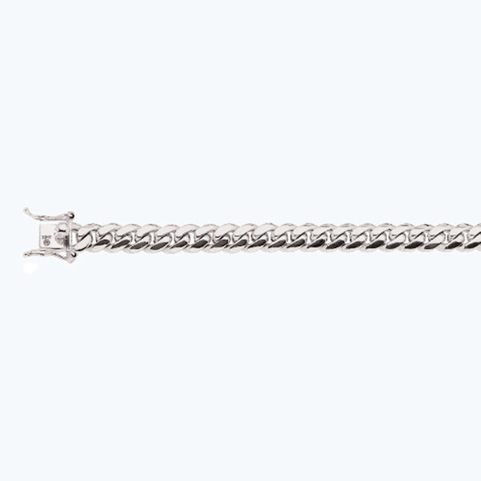 10K 8MM WHITE GOLD SOLID MIAMI CUBAN 7" CHAIN BRACELET (AVAILABLE IN LENGTHS 7" - 30")