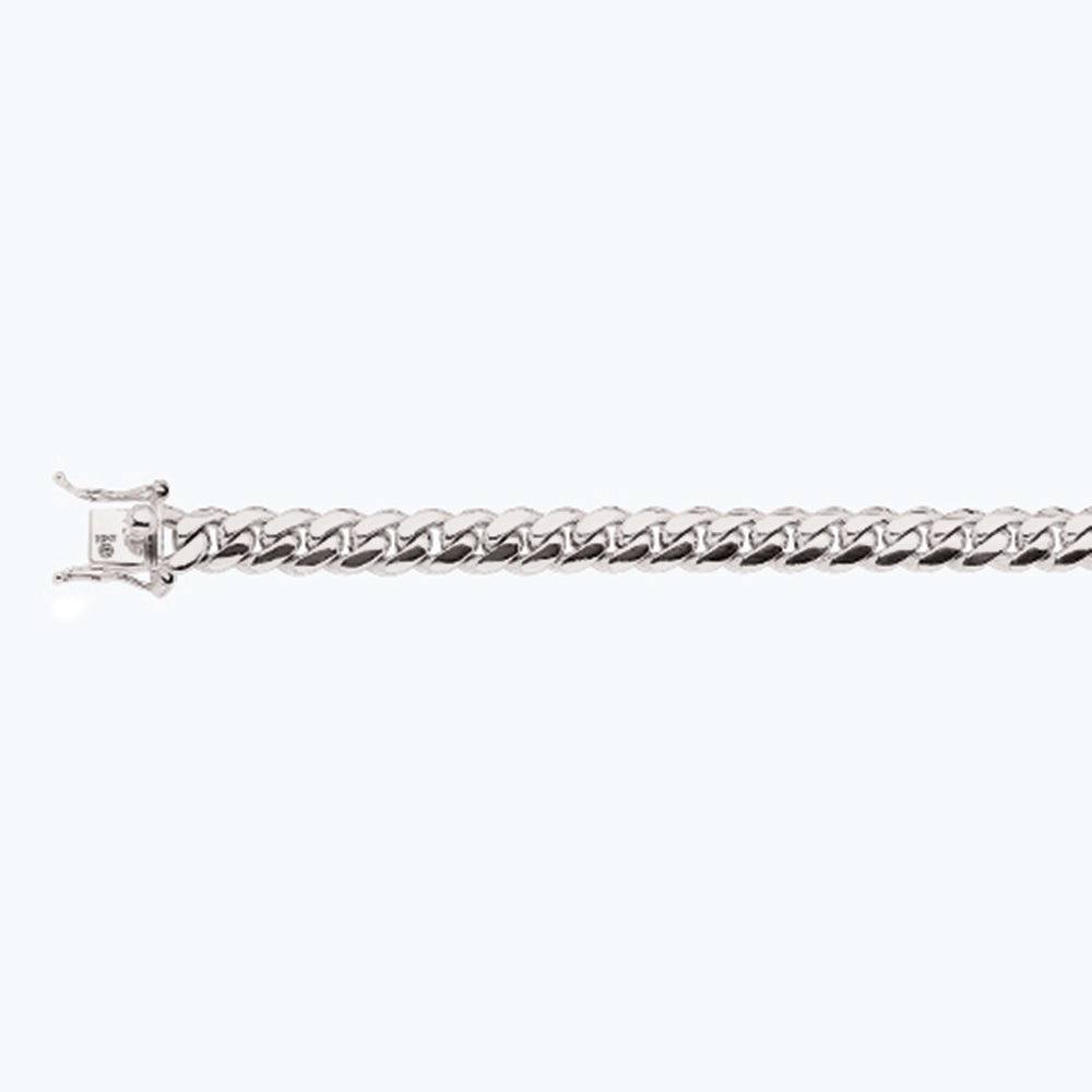 14K 8MM WHITE GOLD SOLID MIAMI CUBAN 22" CHAIN NECKLACE (AVAILABLE IN LENGTHS 7" - 30")