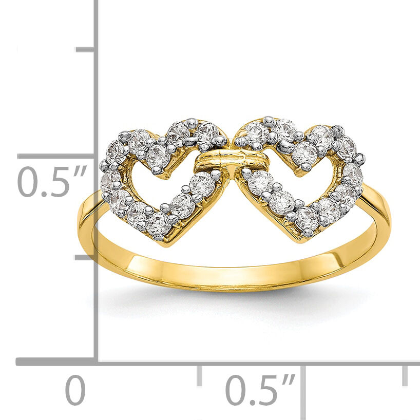 10k Double Heart CZ Ring-10C1194