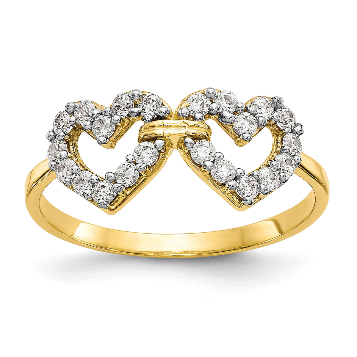 10k Double Heart CZ Ring-10C1194