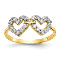 10k Double Heart CZ Ring-10C1194