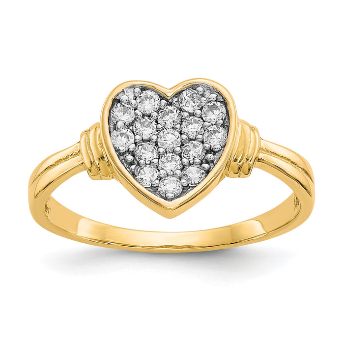 10K w/Rhodium CZ Heart Ring-10C1195