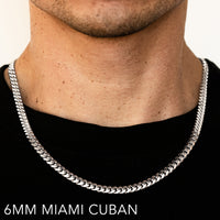 10K 6MM WHITE GOLD SOLID MIAMI CUBAN 26" CHAIN NECKLACE (AVAILABLE IN LENGTHS 7" - 30")