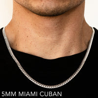 10K 5MM WHITE GOLD SOLID MIAMI CUBAN 30" CHAIN NECKLACE (AVAILABLE IN LENGTHS 7" - 30")