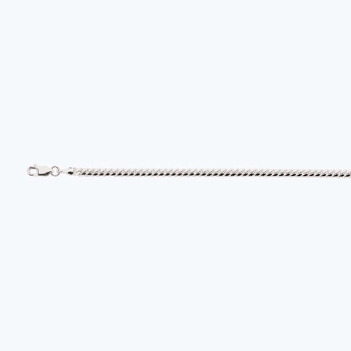 10K 3.5MM WHITE GOLD SOLID MIAMI CUBAN 30" CHAIN NECKLACE (AVAILABLE IN LENGTHS 7" - 30")