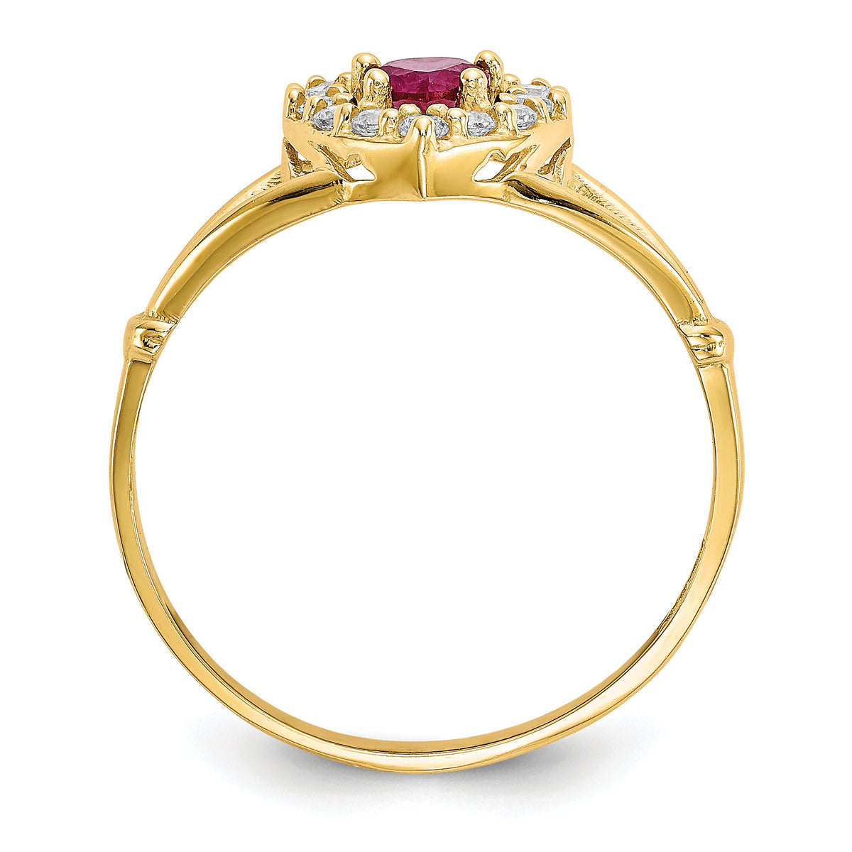 10K Red and White CZ Heart Ring-10C1201
