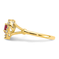 10K Red and White CZ Heart Ring-10C1201