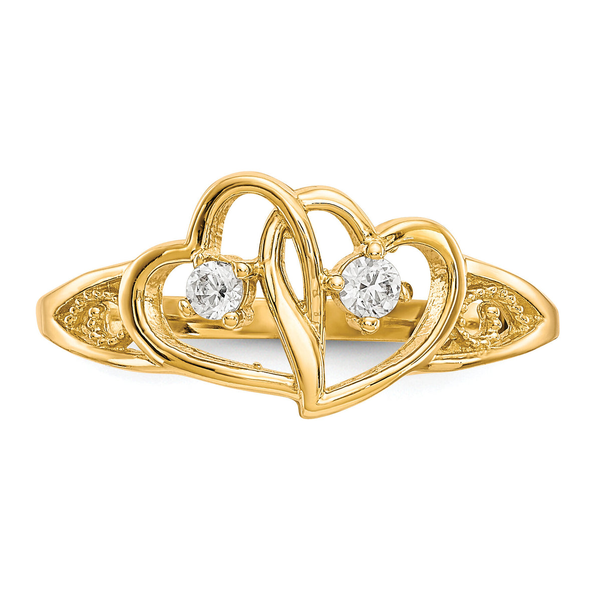 10k Double Heart CZ Ring-10C1205