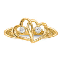 10k Double Heart CZ Ring-10C1205