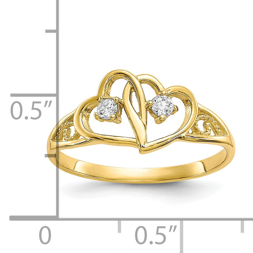 10k Double Heart CZ Ring-10C1205